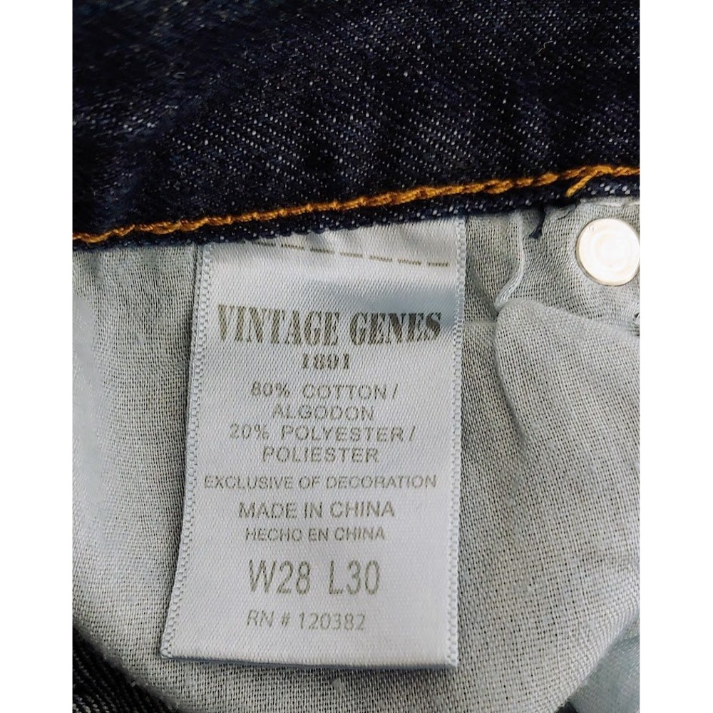 Vintage Genes 1991 Mens Slim Straight 28 x30 Jeans Dark Indigo Blue Denim Pants - Picture 8 of 13